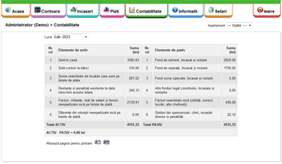 Bilant contabil ascociatie proprietari