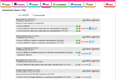 Lista cu platile facute de administratie